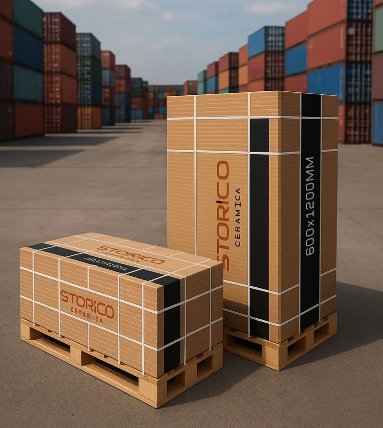 Export packing of porcelain tiles